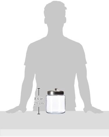 Anchor Hocking Montana Glass Jars with Fresh Sealed Lids, Brushed Metal, 96 oz (Set of 2)