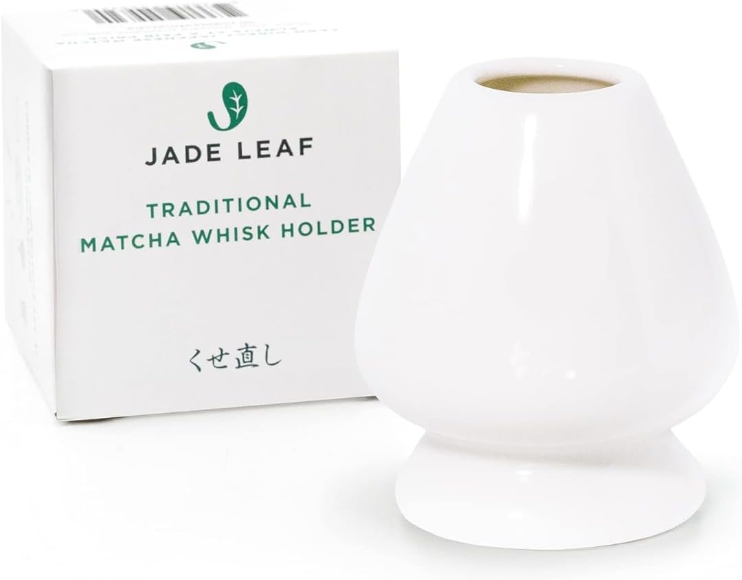 Jade Leaf Matcha - Traditional Porcelain Whisk Holder - Hand Made Porcelain with White Matte Glaze - Designed To Help Your Bamboo Whisk Keep Its Shape - Great Gift for Matcha Lovers