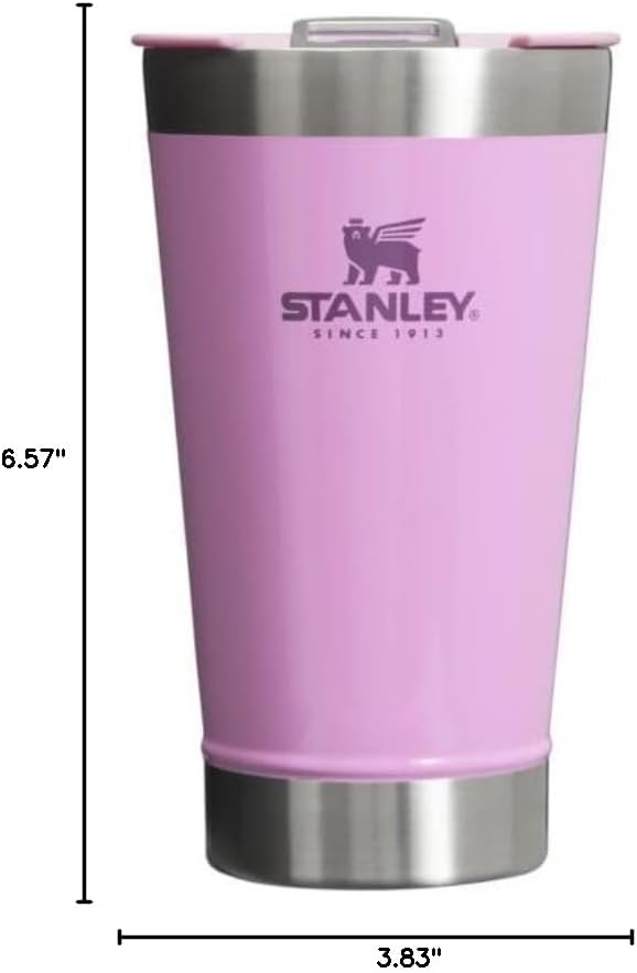 STANLEY Stay-Chill Beer Pint 16 oz | Wide Mouth Lid | Built-In Bottle Opener | Beer Tumbler Cup | Insulated Stainless Steel Pint Glass | BPA-Free | Lilac Gloss