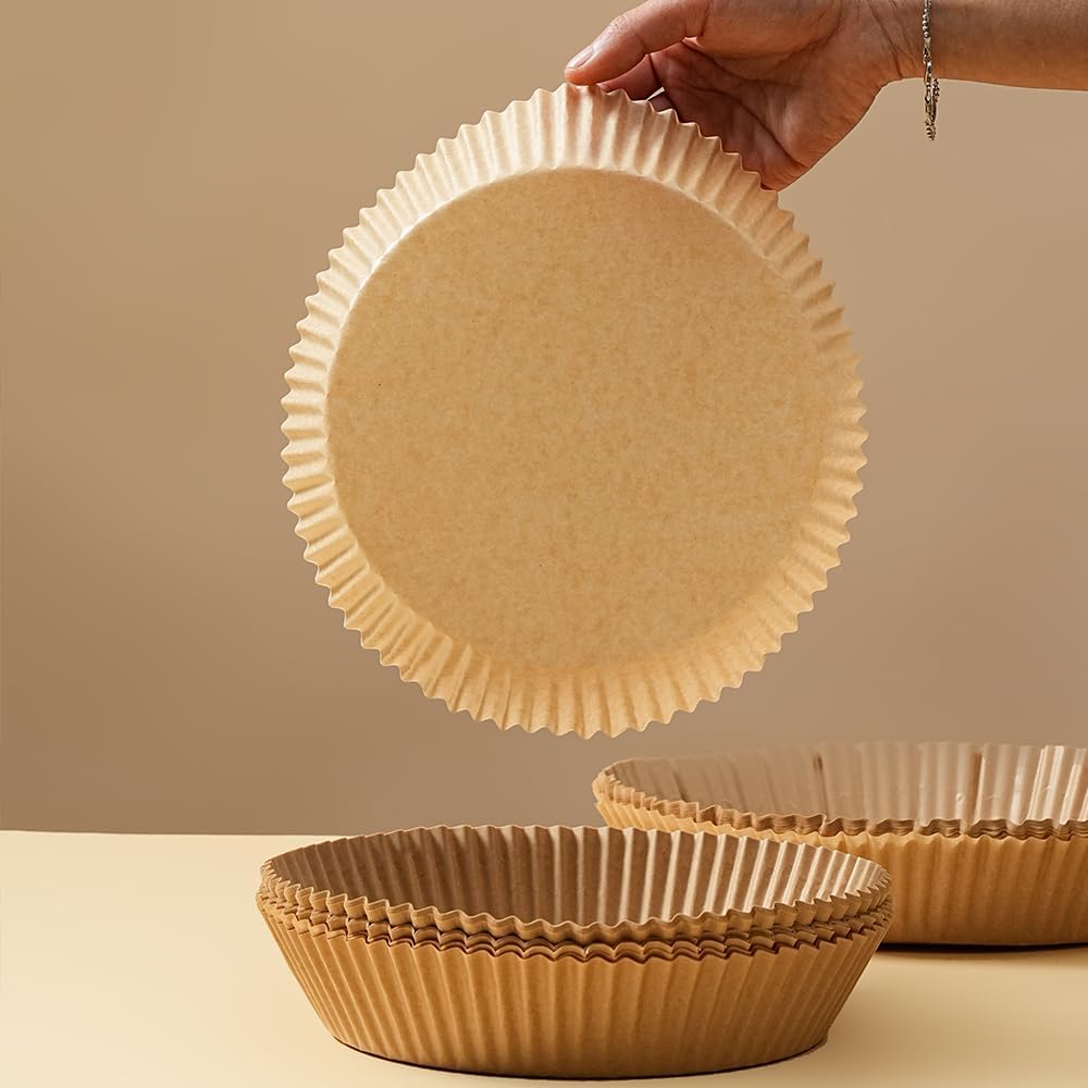 Air Fryer Liners Disposable Round.100pcs Virgin Pulp Parchment Paper for 4qt-6qt Air Fryer.Food Grade,Non-stick, Oil-proof & Heat Resistant for Baking,Microwave,Cooking & Deep Fryer Accessories