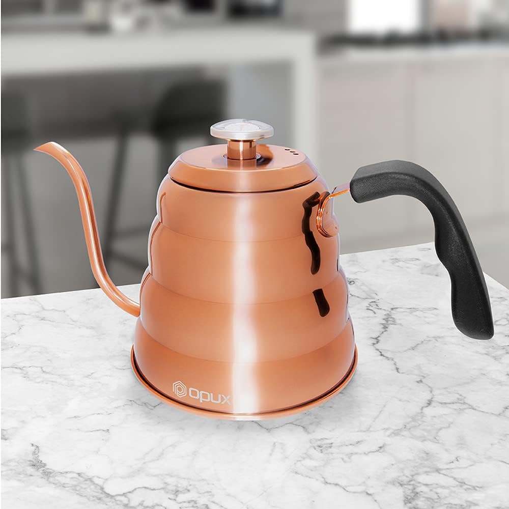 OPUX Pour Over Coffee Kettle with Gooseneck | Stainless Steel 40 oz, Stovetop Induction Goose Necked Kettle Slow Pour Drip Spout (1.2 Liter, 40 fl oz) Copper