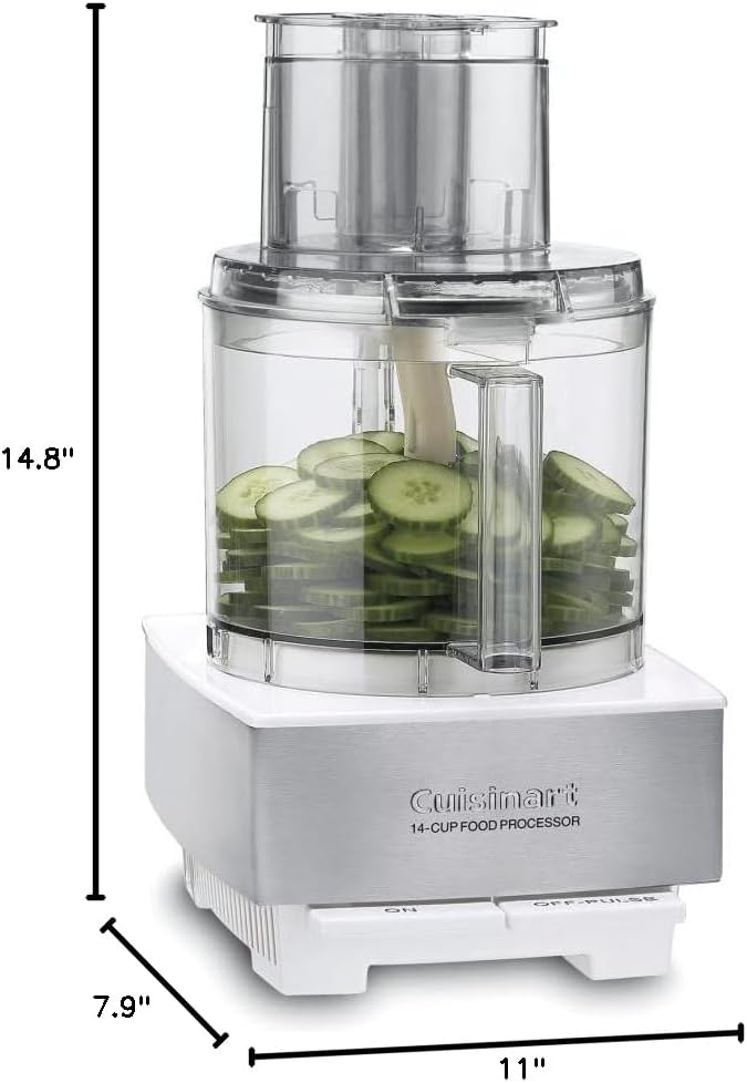 Cuisinart Food Processor 14-Cup Vegetable Chopper for Mincing, Dicing, Shredding, Puree & Kneading Dough, White Stainless, DFP-14BCWNY