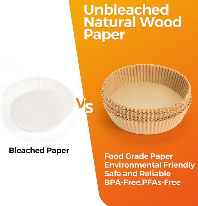 Air Fryer Paper Liners Disposable: 8 Inch Max Xl Large Cooker Air Fryer Disposable Paper Liners, 100Pcs Oil Proof Parchment Sheets Round Basket Bowl Liner for Baking Cooking Food from vailnd
