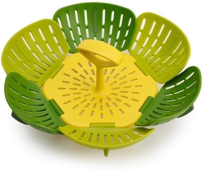 Joseph Joseph Bloom Folding Steamer Basket for Vegetables, Expandable for Various Pans, Compact Storage - Green