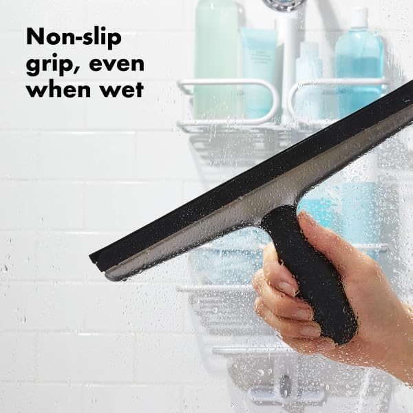 OXO Good Grips Stainless Steel Squeegee - All-Purpose for Bathroom, Glass Shower Doors, Mirrors, Tiles, Countertops and Car Windows - Streak Free