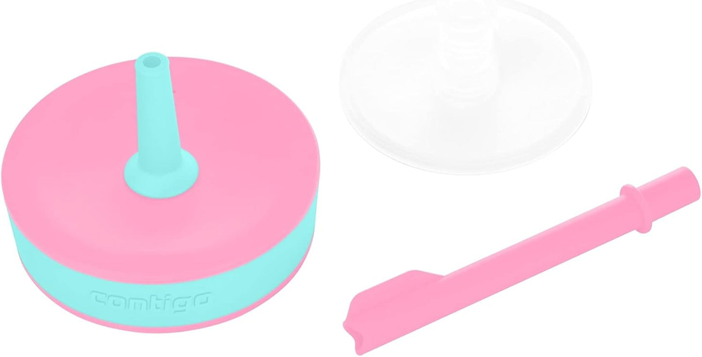 Contigo Kids’ Leighton Straw Tumbler with Spill-Proof Lid, 14oz., 2 Pack, Blue Raspberry & Azalea (Pack of 4)