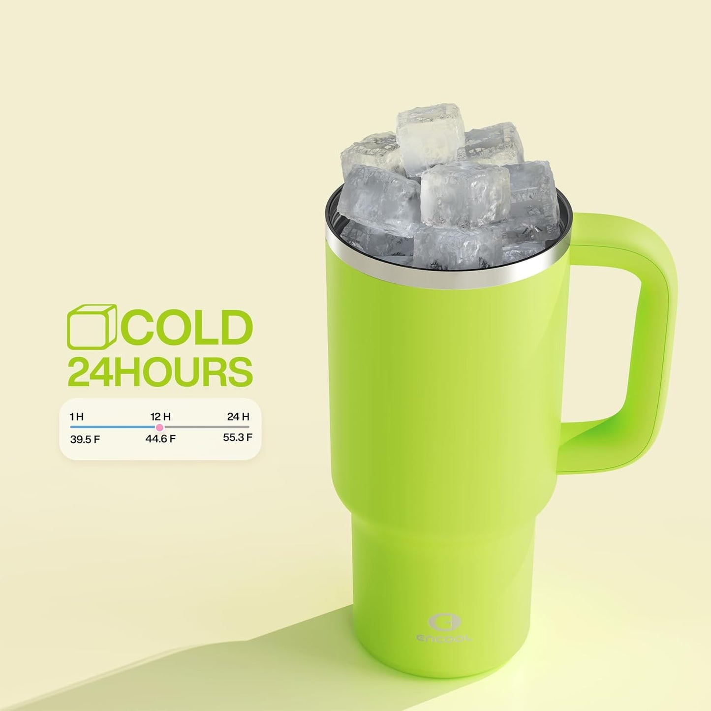 32 oz Tumbler with Handle and Straw: Stainless Steel Insulated Tumbler Keeps Cold for 24 Hours, Leakproof Travel Cup Fits in Cup Holder and BPA-Free,Sharp Green