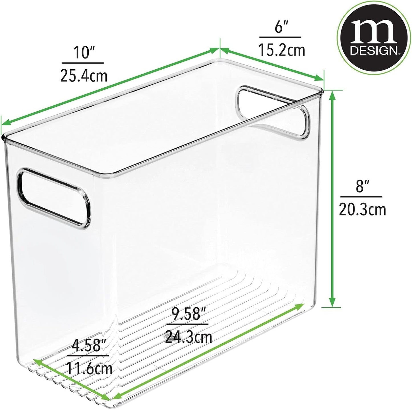 mDesign Tall Modern Stackable Plastic Storage Organizer Bin Basket with Handles for Bathroom Vanity Organization - Shelf, Cubby, Cabinet, or Closet Organizing Decor - Ligne Collection - 8 Pack - Clear