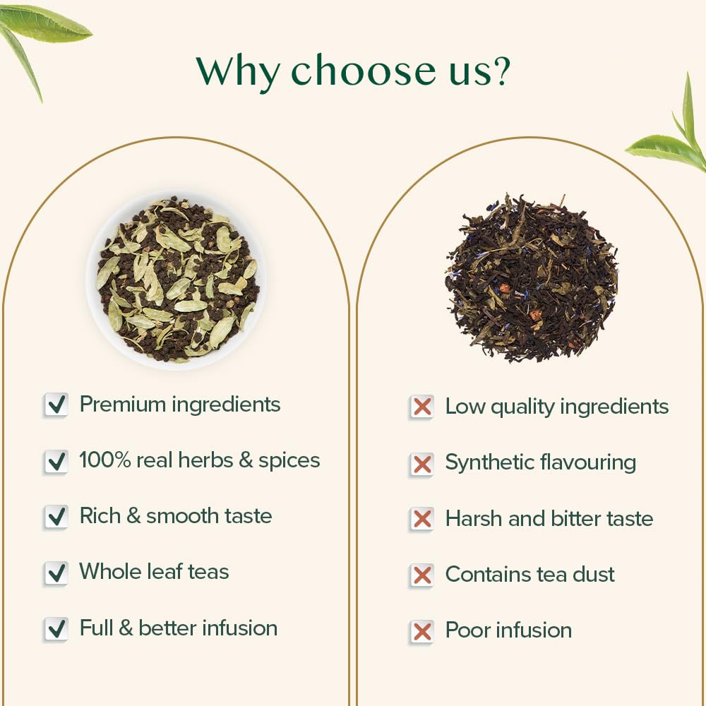 VAHDAM, Cardamom Chai Tea Loose Leaf (50 Cups,3.53 oz) India's Traditional Cardamom Tea | Spiced Chai Tea | Brew Hot, Iced Or Chai Latte/Masala Chai | Whole Loose-Leaf, Vacuum Sealed