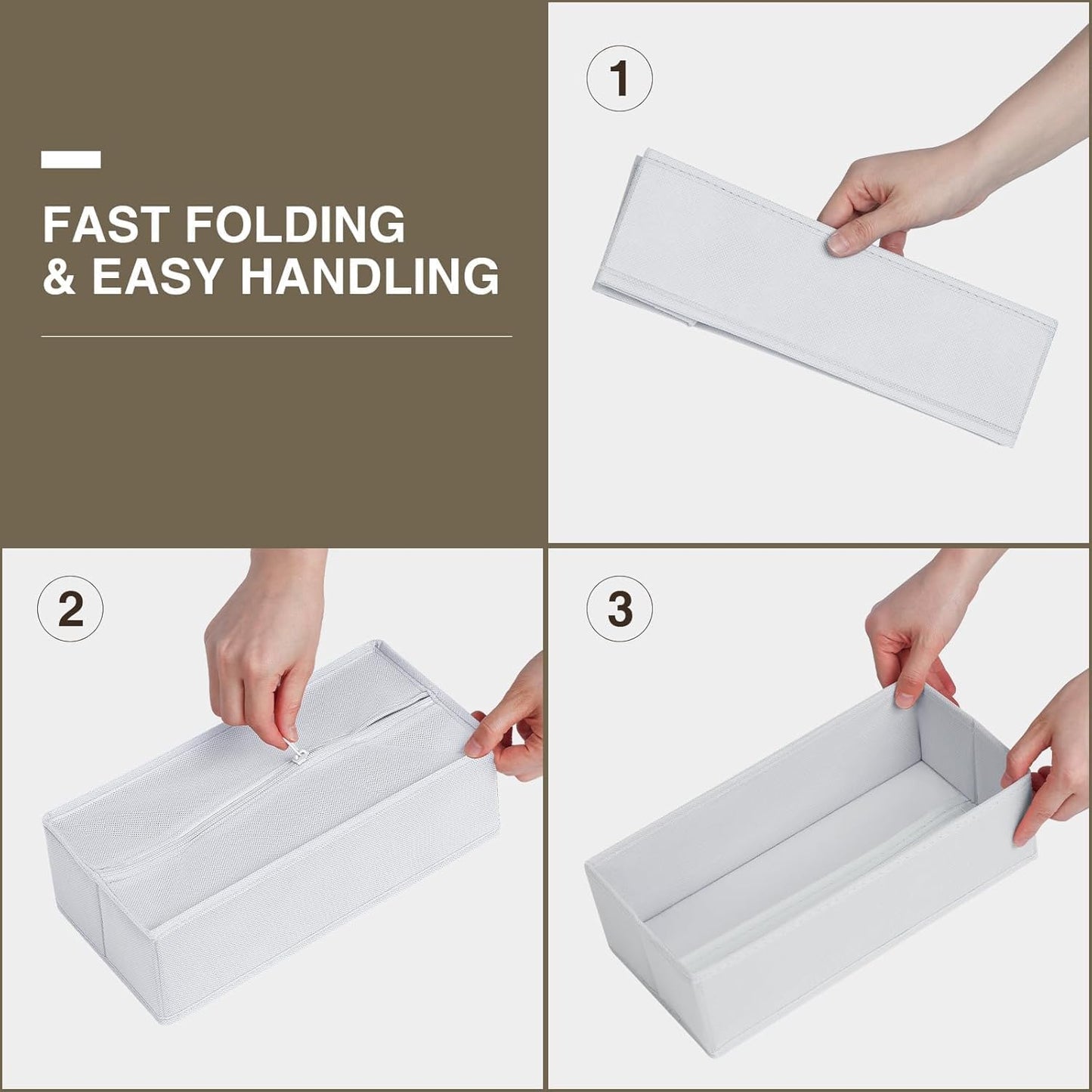 DIMJ Drawer Organizer Clothes, 6 Pack Fabric Drawer Organizer Bins, Foldable Baby Clothes Organizer & Dresser Organizer For Nursery, Clothes, Bedroom, Closet, Socks, Bra, Tie,White