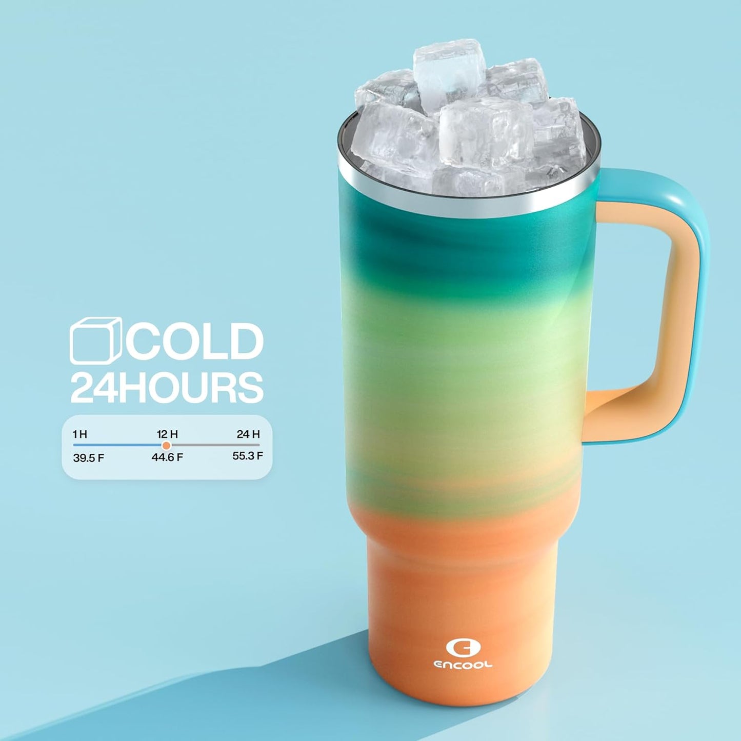 40 oz Tumbler with Handle and Straw: Stainless Steel Insulated Tumbler Keeps Cold for 24 Hours, Leakproof Travel Cup Fits in Cup Holder and BPA-Free, Avenue