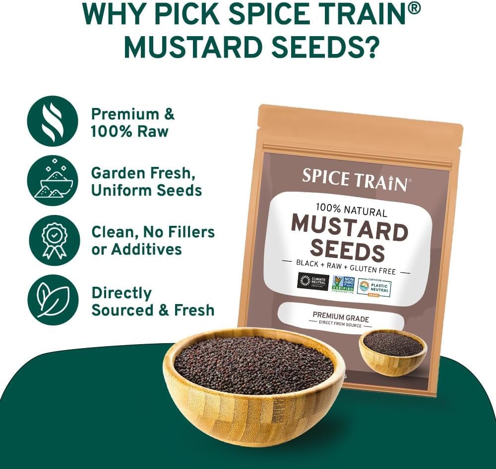 Black Mustard Seeds (397g/14oz), Gluten free, 100% Raw, Sourced from India, Packed in Resealable Zip Lock Pouch