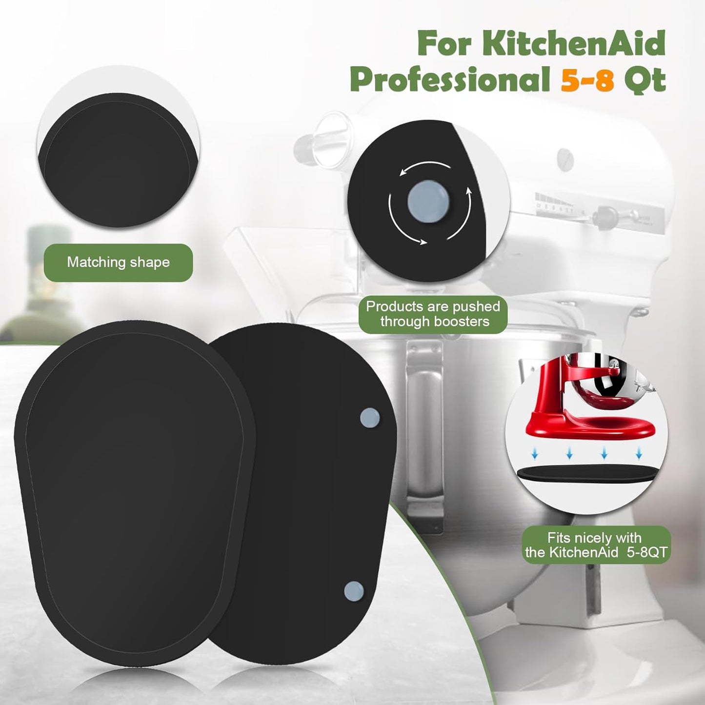 Bamboo Mixer Slider Compatible with Kitchen aid Bowl Lift 5-8 Qt Stand Mixer - Kitchen Countertop Storage Mover Sliding Caddy for Kitchen Aid 5-8 Qt Mixer (5-8 Qt - Black)