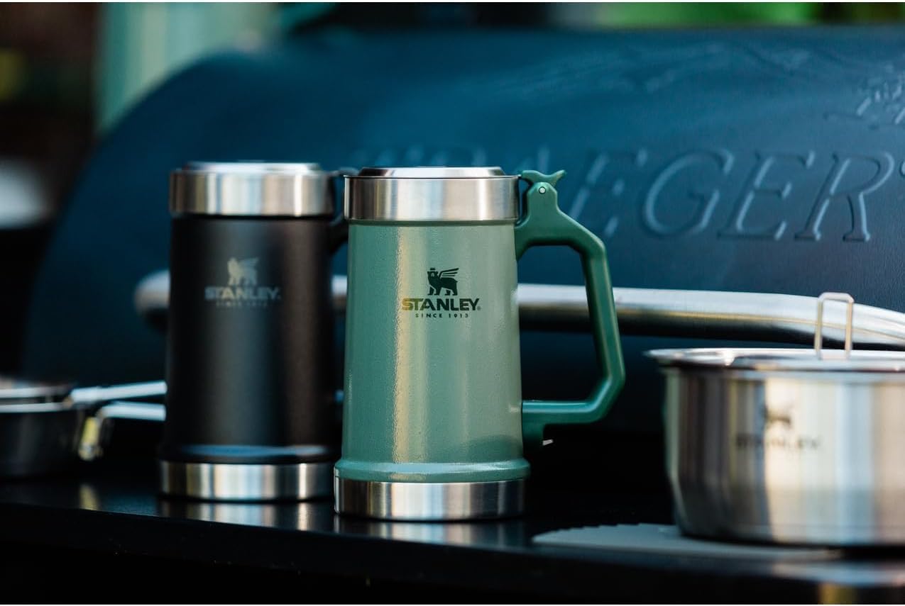 STANLEY Classic Bottle Opener Beer Stein 24 oz | Flip Up Lid and Heavy Duty Handle with Built In Bottle Opener | Insulated Stainless Steel Beer Mug | BPA-Free