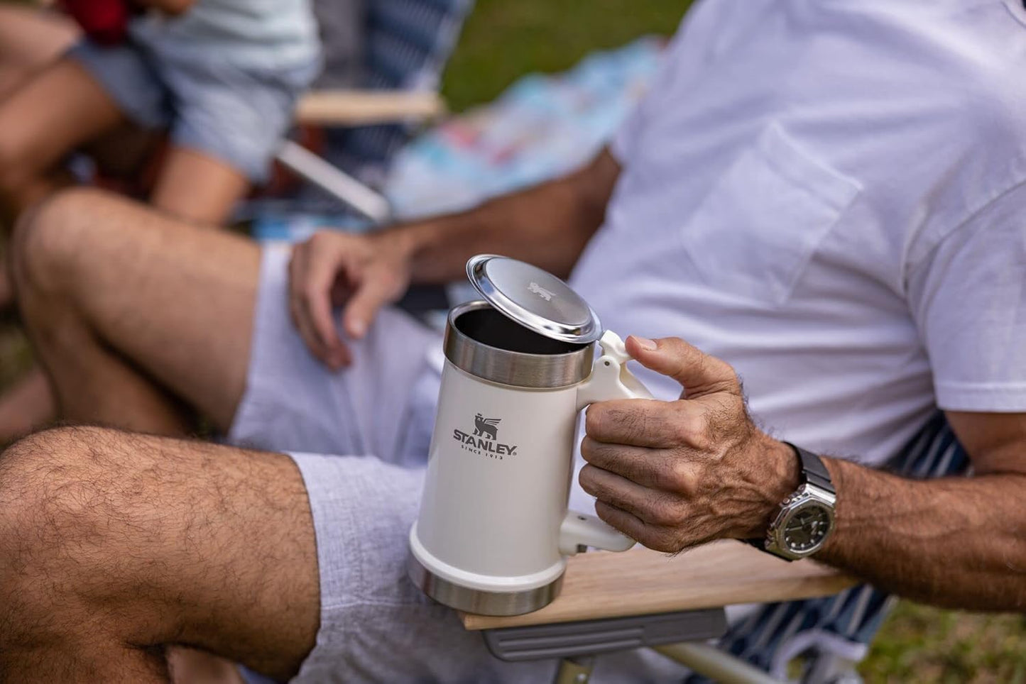 STANLEY Classic Bottle Opener Beer Stein 24 oz | Flip Up Lid and Heavy Duty Handle with Built In Bottle Opener | Insulated Stainless Steel Beer Mug | BPA-Free
