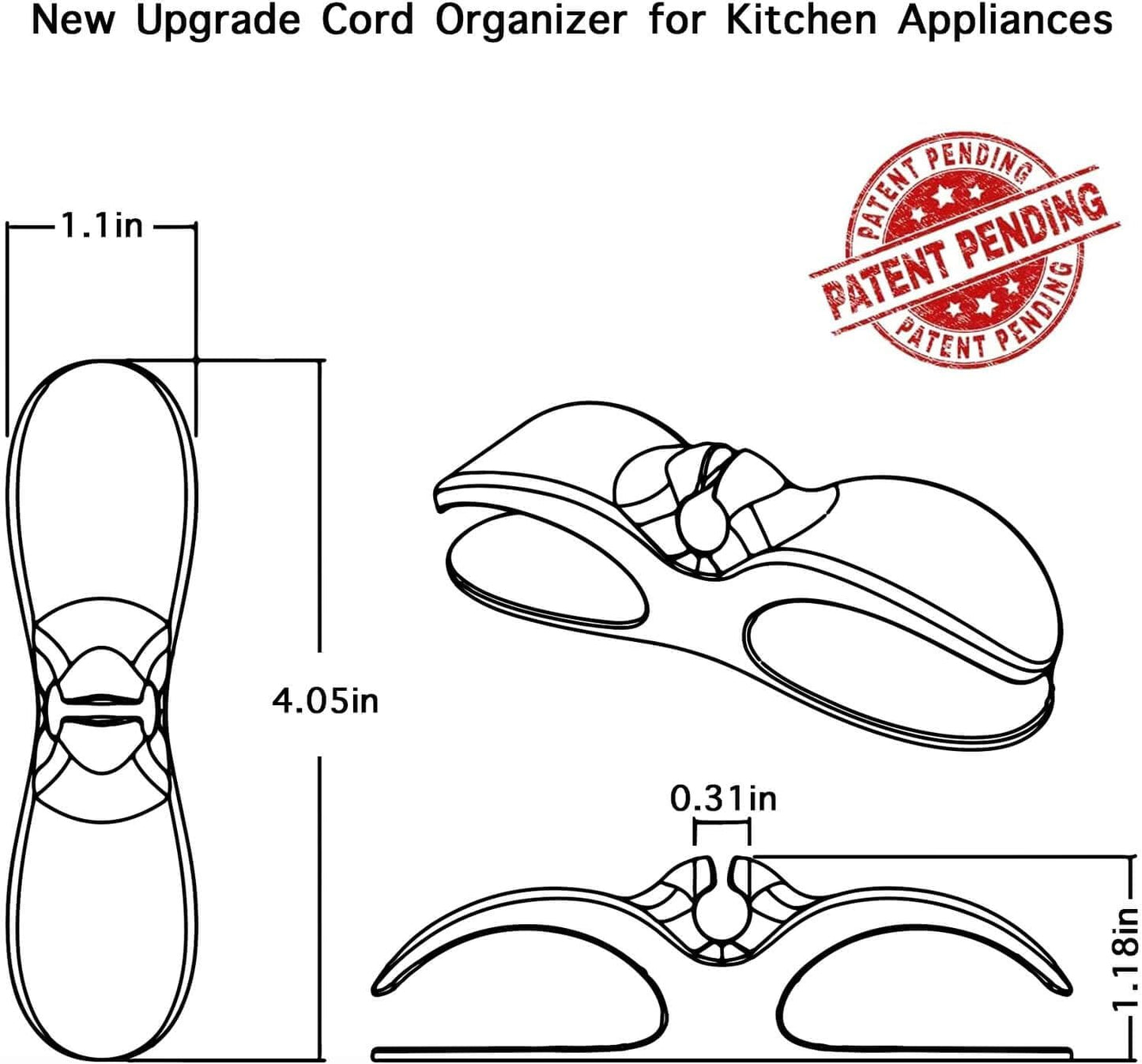 Cord Organizer for Kitchen Appliances - Clear Cable Wrapper Holder Winder Keeper Wrap, Stick On Mixer