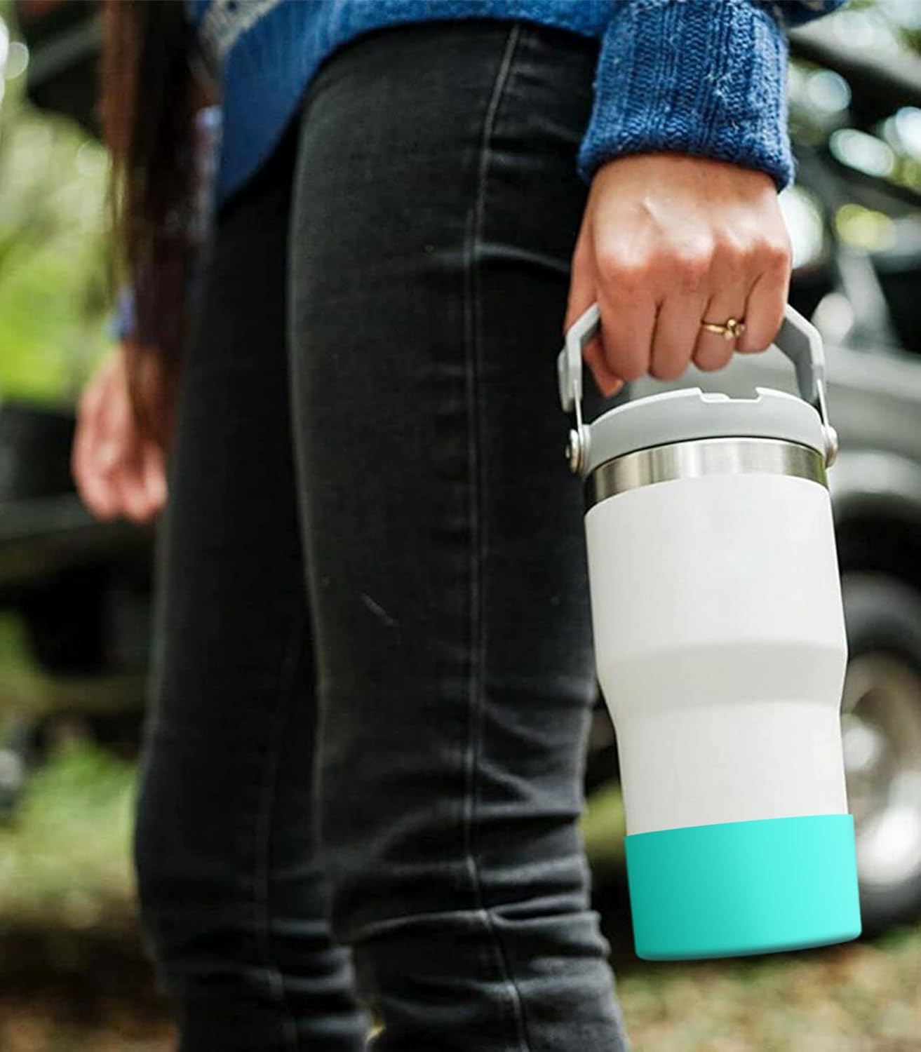 Upgrade 2PCS Protective Silicone Boot Bumper for Stanley Quencher Adventure 40oz 30oz IceFlow 20oz 30oz Tumbler, Water Bottle Bottom Sleeve Cover Accessories for Stanley Mug Cup(Ice Green)