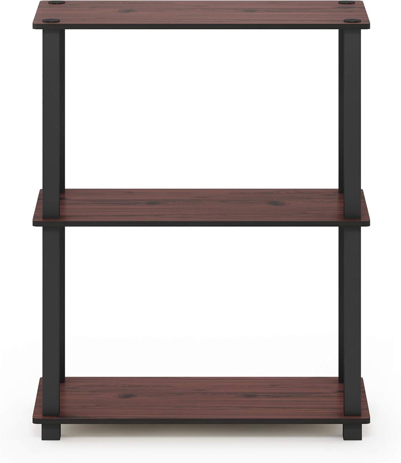 Furinno TURN-S-TUBE Storage Shelves, 3-Tier Book Shelf, Corner Shelf, Toolless Open Shelves, for Organization and Storage, Living Room, Garage, Home Office, Dark Cherry