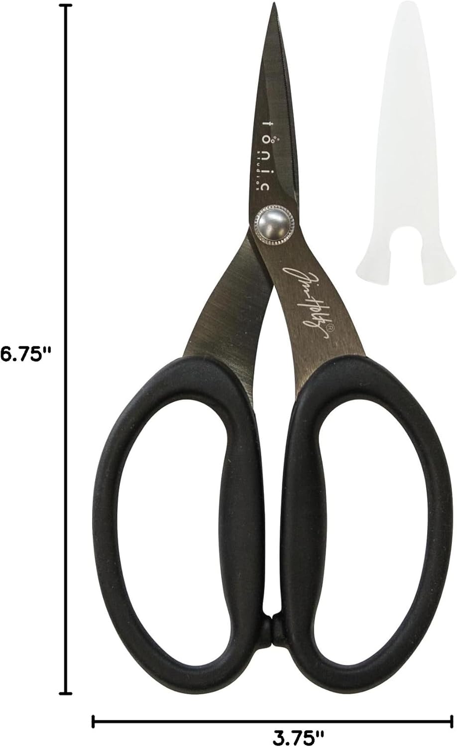 Tim Holtz Small Titanium Scissors - 7 Inch Mini Snips with Micro Serrated Blade - Non Stick Craft Tool for Cutting Paper, Fabric, and Sewing - Black Comfort Grip Handles