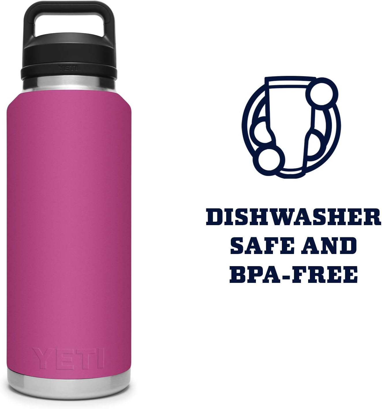 YETI Rambler 46 oz Bottle, Leakproof, Vacuum Insulated, Stainless Steel with Chug Cap, Prickly Pear