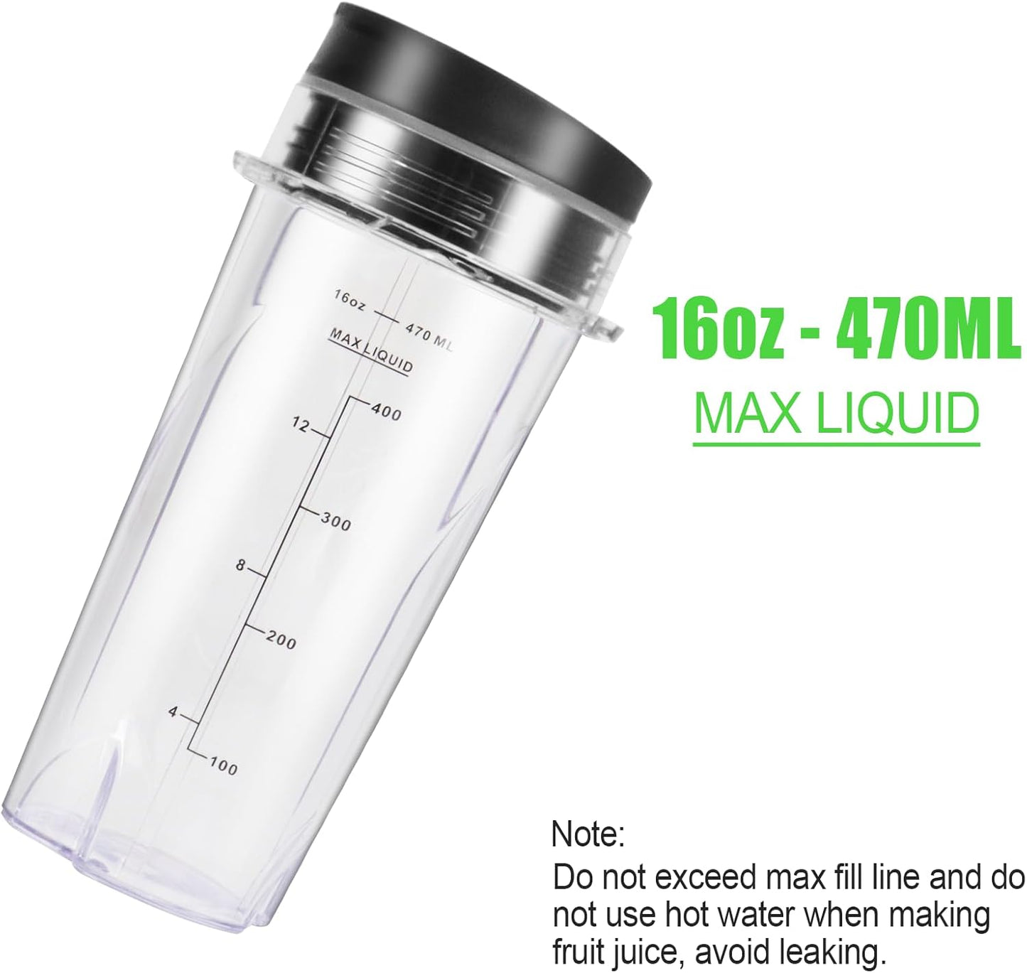 Upgrade 2 Pack 16oz QB3001SS Replacement Cups Compatible with Ninja Fit Compact Personal Blender, Replacement for Ninja Blender Cups with Scale and Sealing Cap…