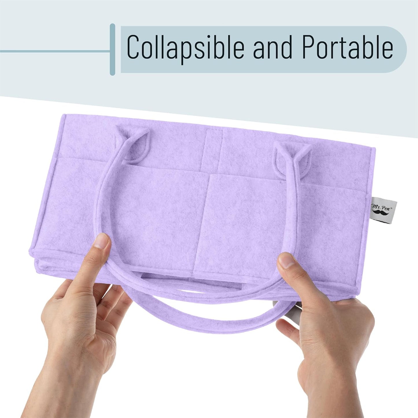Mr. Pen- Baby Diaper Caddy Organizer, lavender dream, Baby Caddy Organizer with Handle, Compact Size, Collapsible & Portable