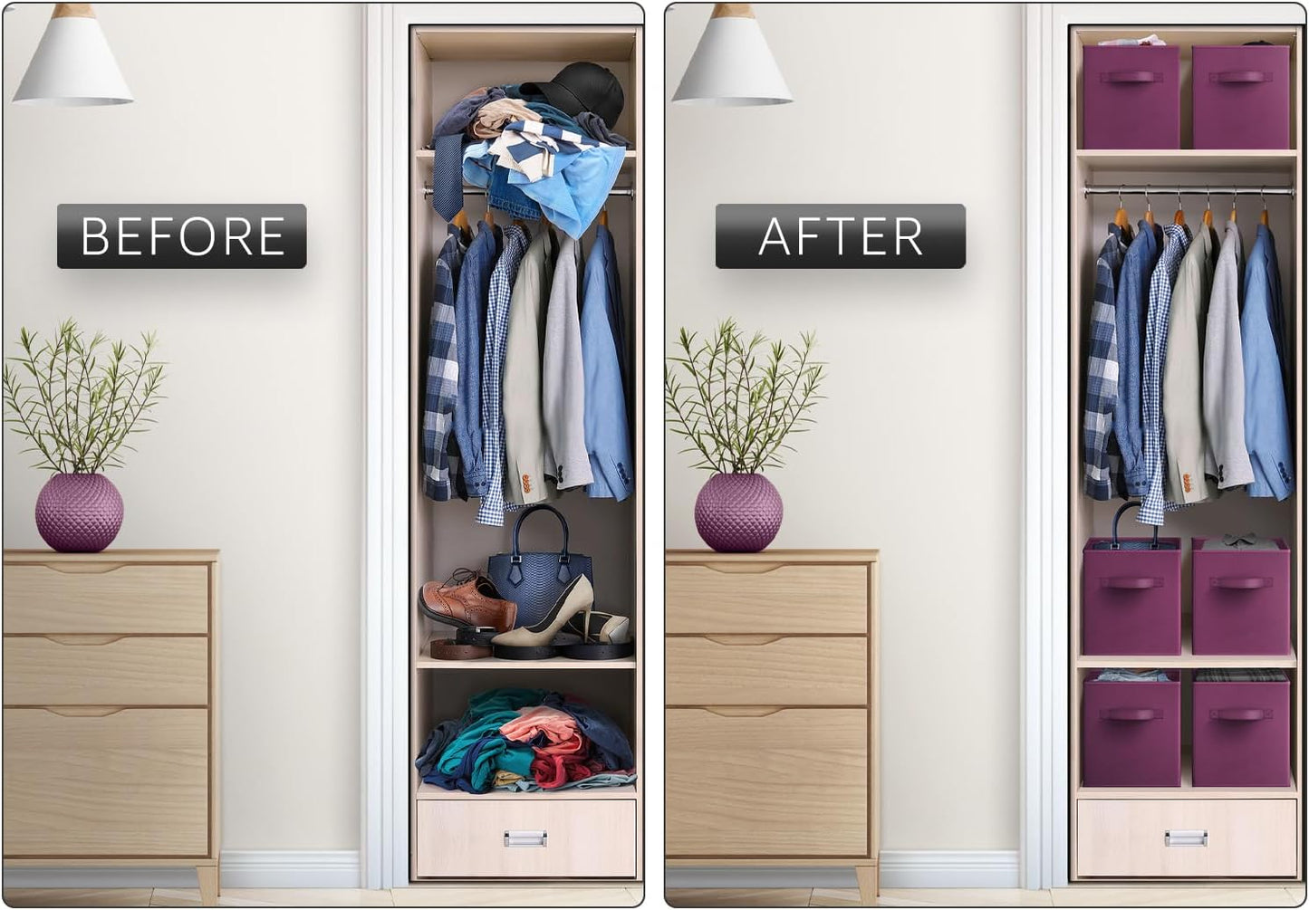 Sorbus Fabric Storage Cubes - 6 Foldable Storage Bins for Organizing Pantry, Cubbies, Toy Box - Clothes Storage & Closet Organizer - 13 Inch Collapsible Cube Baskets for Shelves with Handle