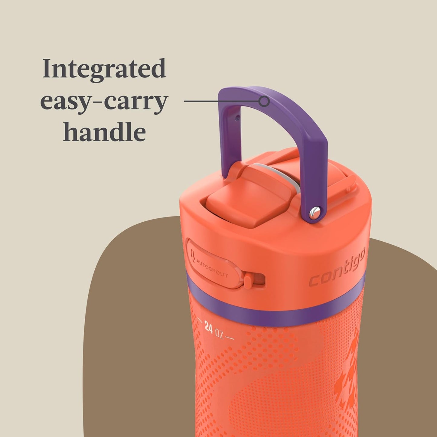 Contigo Ashland Chill 2.0 Stainless Steel Vacuum-Insulated Water Bottle with AUTOSPOUT Easy-Clean Lid, Leak-proof Drinking, Keeps drinks cold for 24 hours, BPA-Free, 24oz., Tangerine