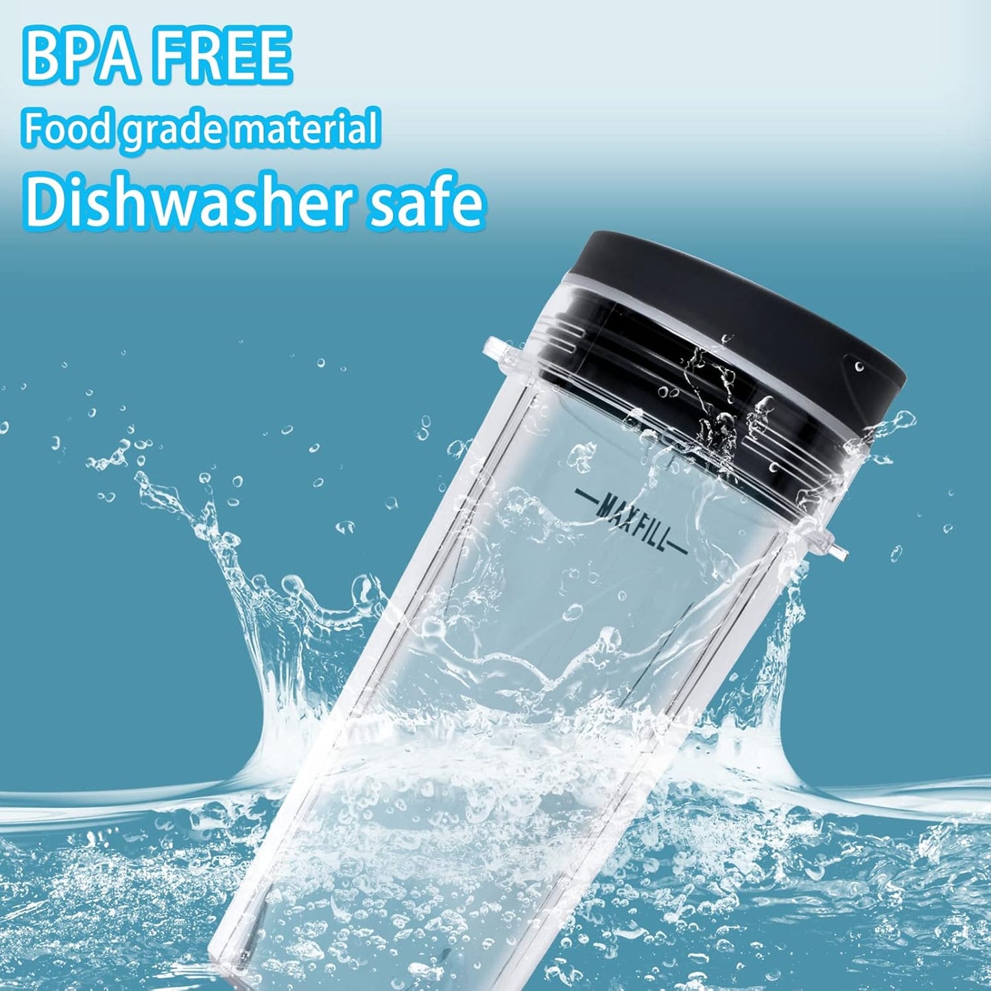 16oz Blender Cup Set Compatible with Ninja Replacement Parts, Single Serve Blender Cups+Sip & Seal lids for QB3001SS Fit Compact Personal QB3000 BL660 BL740 BL770 BL780 BL810