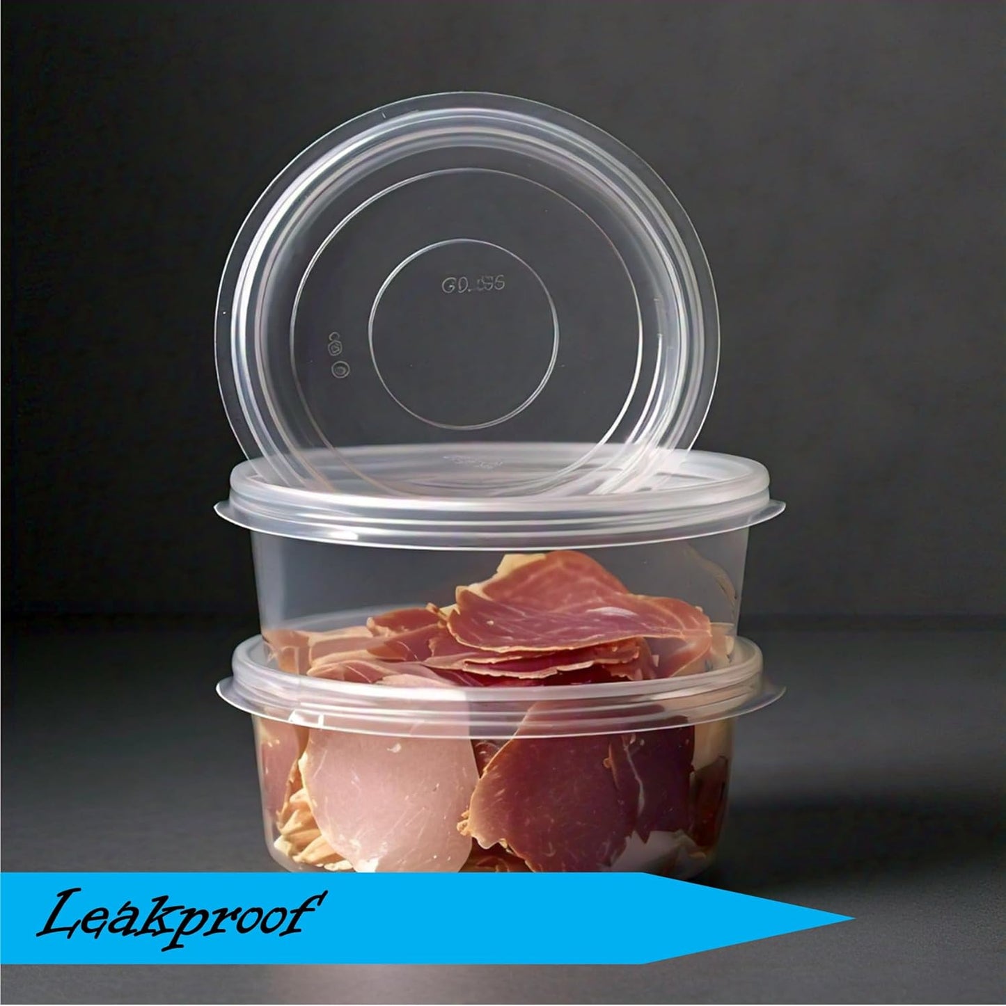 Mr Miracle 8OZ Deli Containers with Lids - 48 Pack of 8 oz Clear Airtight Reusable Plastic Food and Multi-Purpose Deli Containers - Microwave, Freezer, and Dishwasher Safe