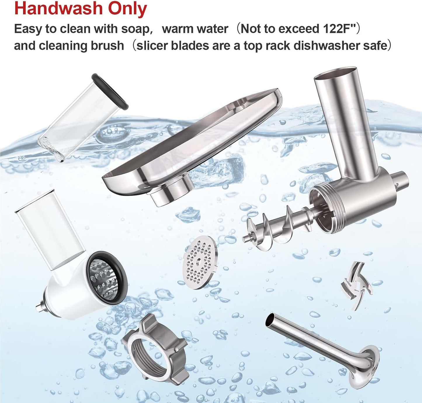 Meat Grinder and Cheese Grater Attachment for KitchenAid Stand Mixer, Slicer Shredder & Meat Grinder with Sausage Stuffer, 2 Pcs for KitchenAid Accessories and Attachments