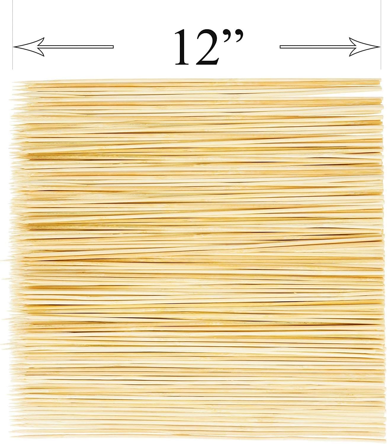 DecorRack 12" Natural Bamboo Skewers Sticks, 100 Wood Skewers for Grilling, BBQ, Kabob, Appetizers, Fruits, Smores, Cocktail, Brunch, Fondue Sticks, Barbeque, DIY Crafting, 12 inch (100 pack)