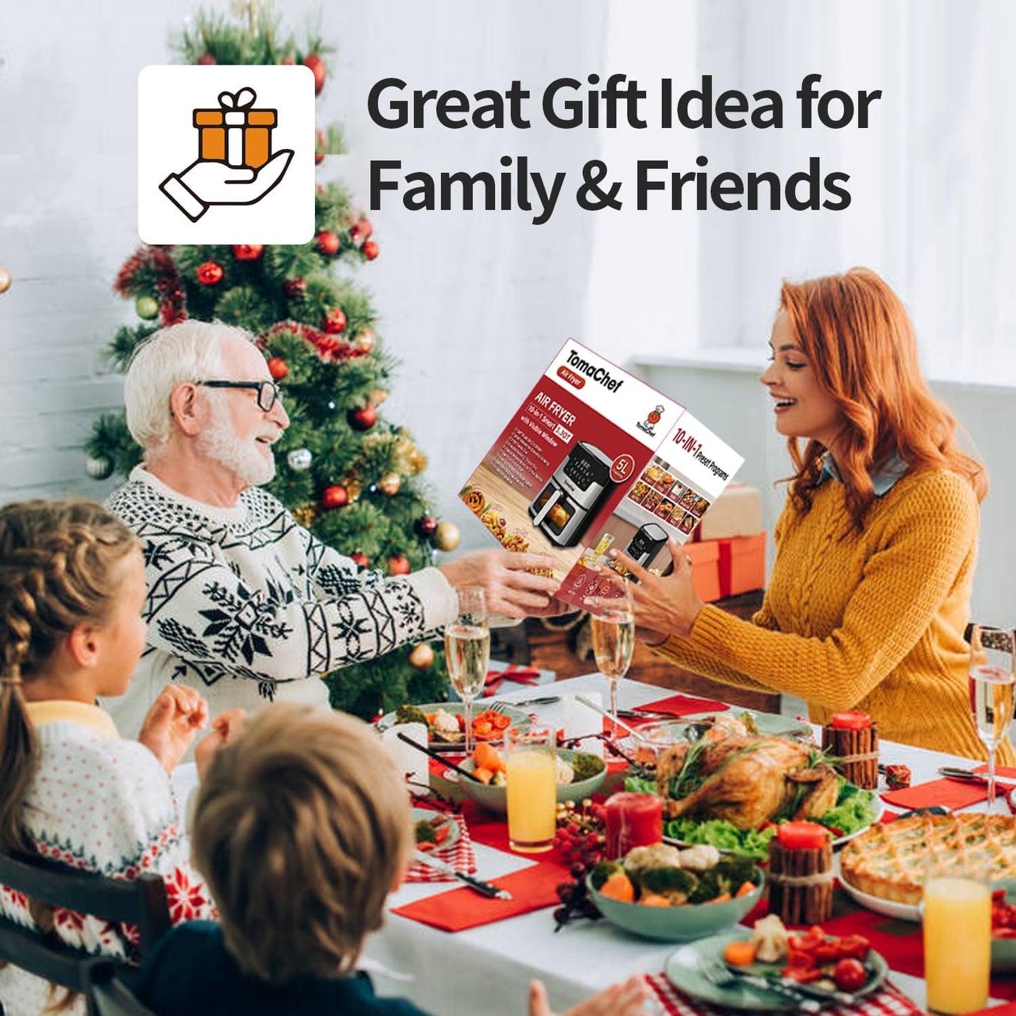 Air Fryer 10-in-1, 5.3QT Compact Oil Free Cooker with Visible Window & Dishwasher Safe Basket,Healthy Cooking, Digital Control for Family