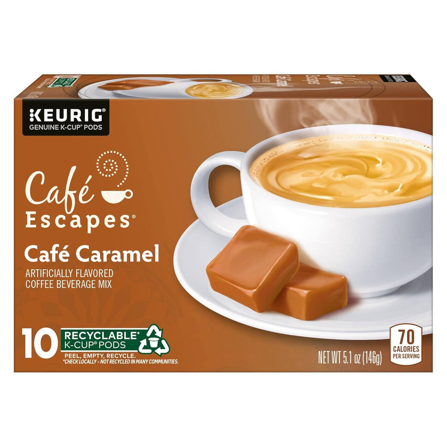 Café Escapes Café Caramel Coffee Beverage, Single-Serve K-Cup Pods, 60 Count
