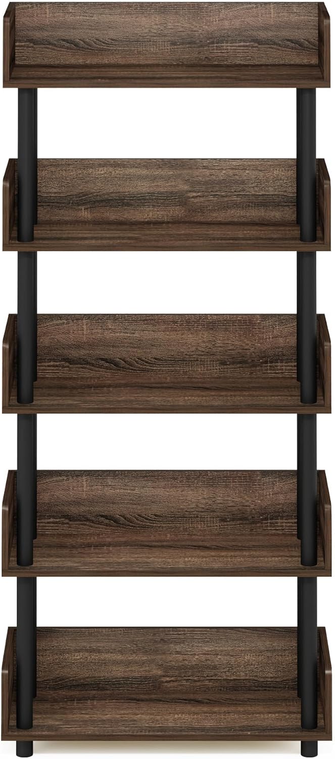 Furinno Turn-N-Tube 5-Tier Toolless Freestanding Multipurposes Display Rack, Walnut