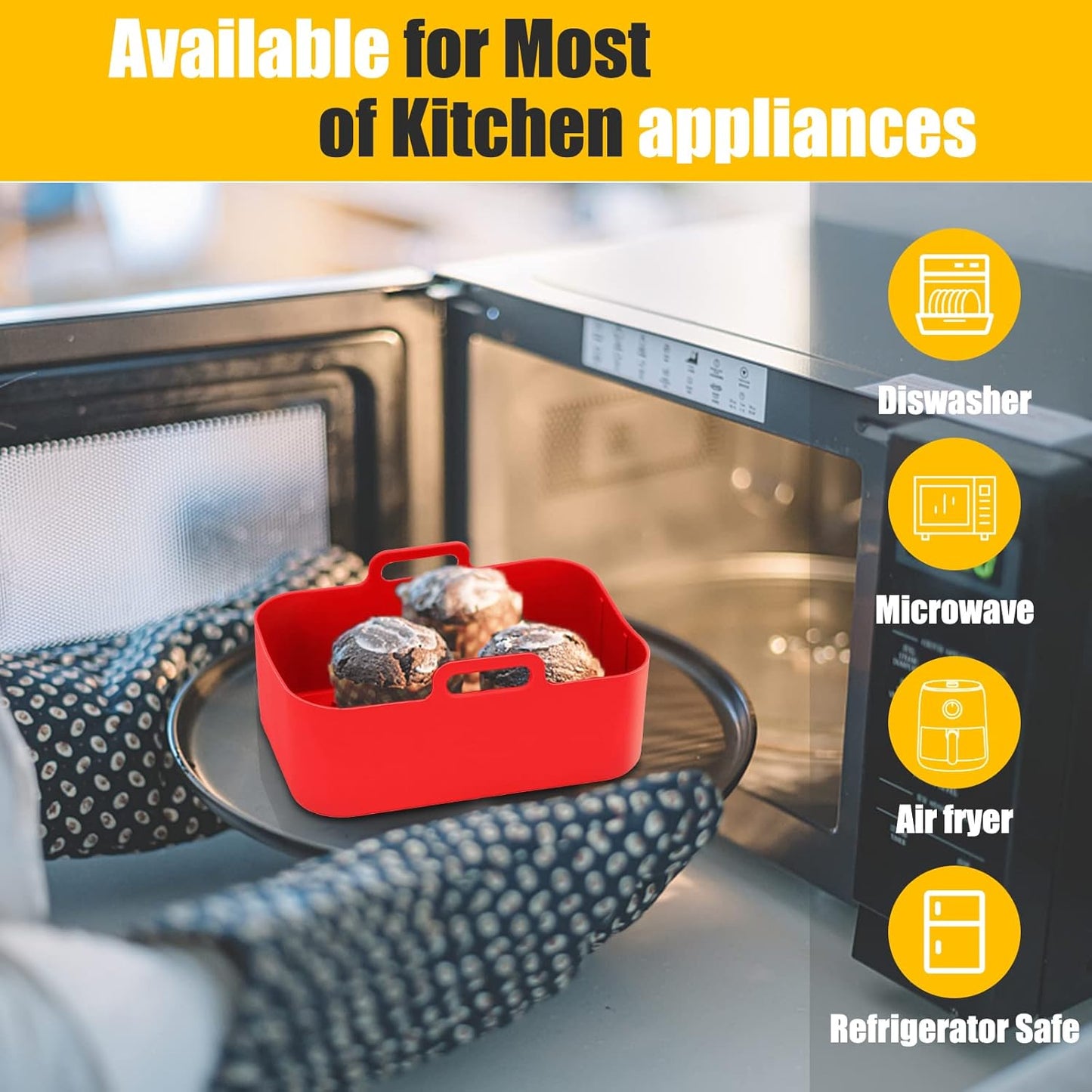 Silicone Air Fryer Liners for Ninja Foodi Dual DZ201/DoubleStack SL201 8QT, 2Pcs Reusable Airfryer Dual Basket for Chefman 6QT/Instant Vortex Plus XL 8QT | Non-stick | Easy Cleaning | Food Safe | Red