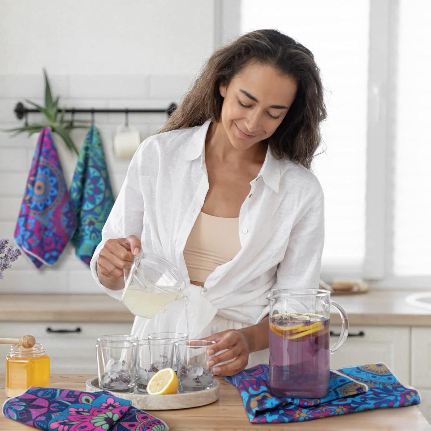 Boyiee Set of 6 Mandala Kitchen Towels Absorbent Boho Dish Towels 24 x 16 Inches Multicolor Hand Dishcloths Mandala Lover Gifts for Farmhouse Kitchen Bathroom Decorations