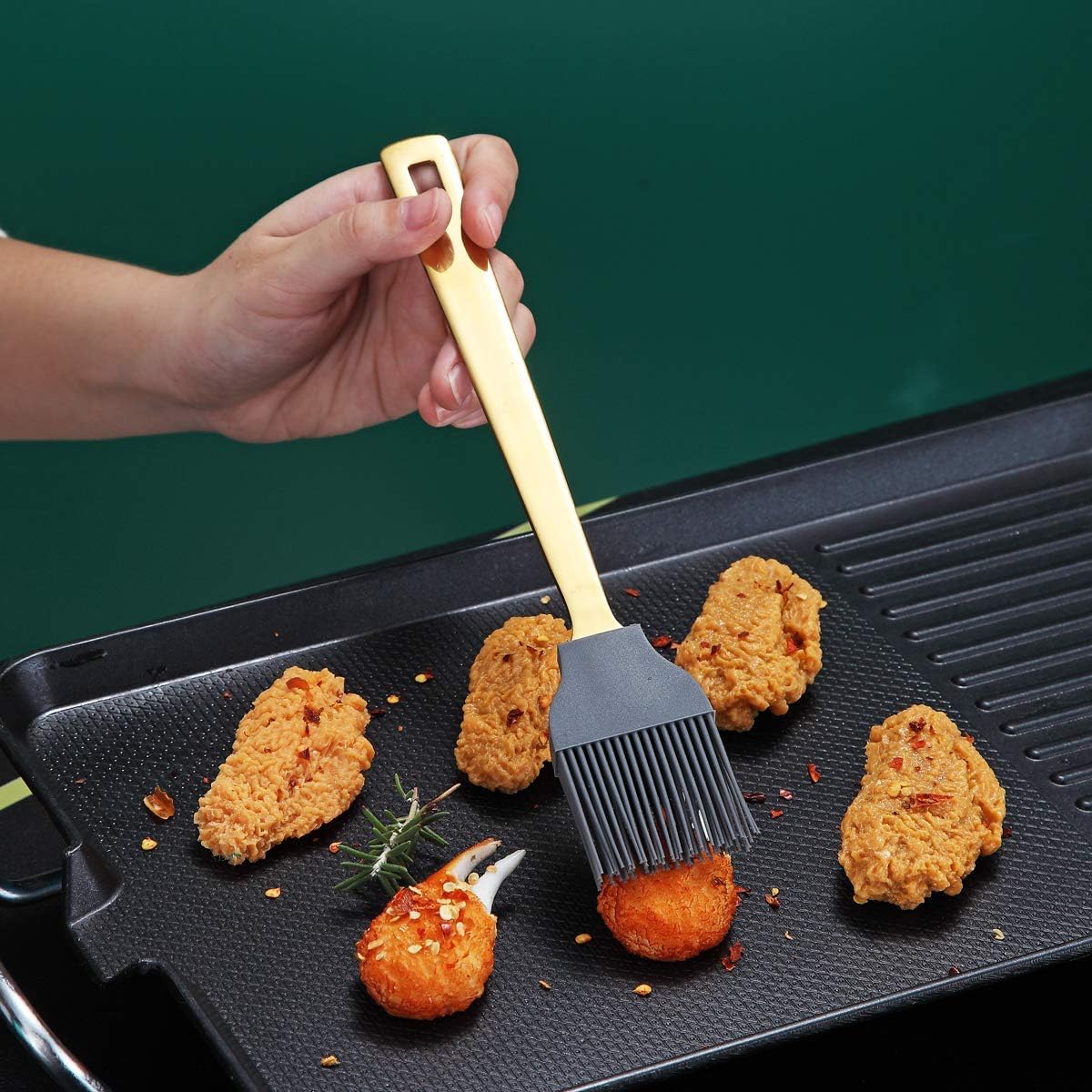 Berglander Gold Basting Brush, Kitchen Brush For Cooking With Titanium Gold Plating, Barbeque Brush, Pastry Brush, BBQ Brush, Dishwasher Safe, Easy to Clean