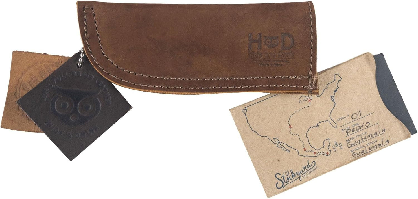 Hide & Drink, Full Grain Leather Hot Handle, Cast Iron Protector, Panhandle Potholder, Double Layered, Double Stitched, Slides On/Off Easily onto Metal Skillet Grips, Handmade, Swayze Suede