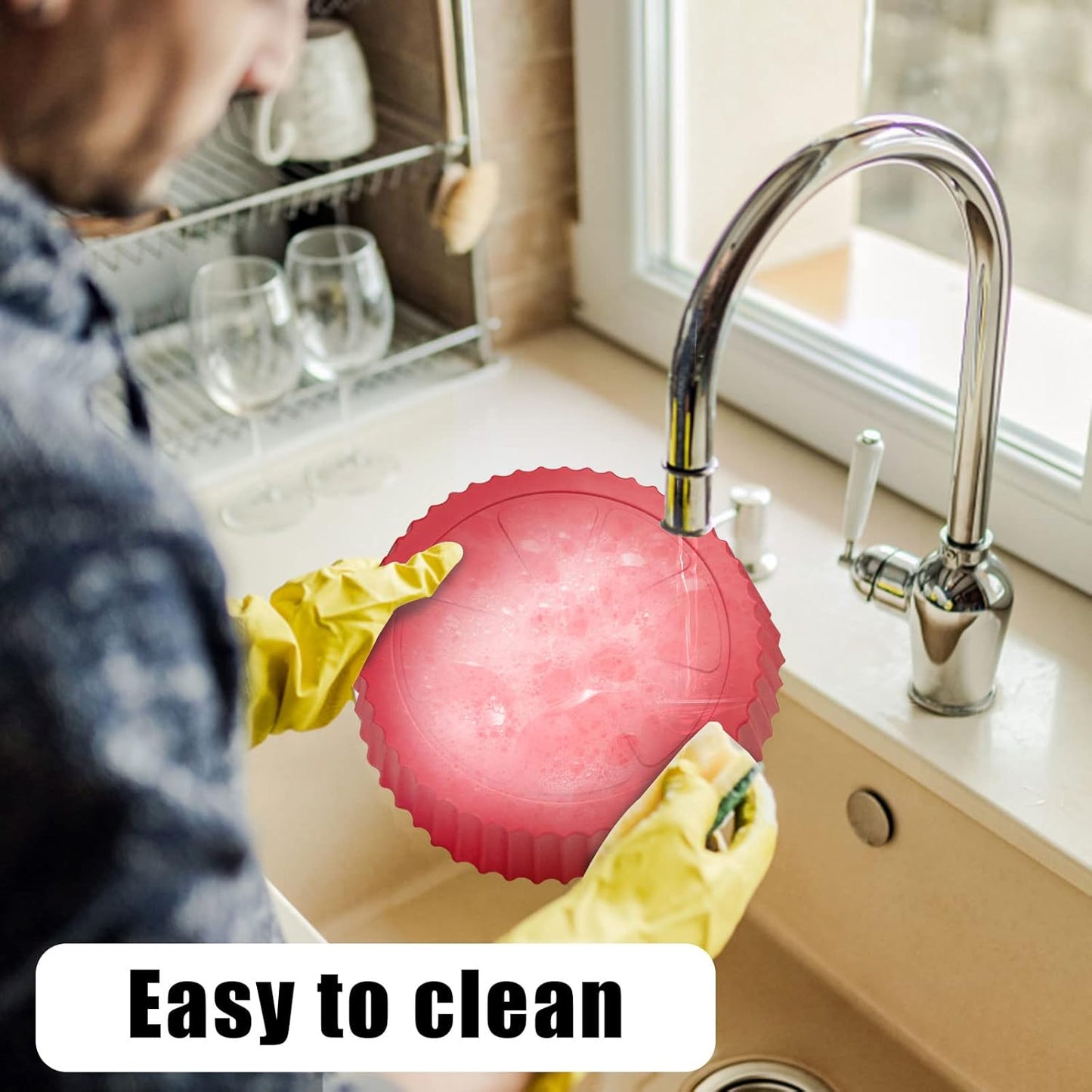 Air Fryer Silicone Liners Pot,8 inch Air Fryer Basket Liners, Silicone Baking Tray Pots for 3 to 5 Qt for Air fryer Oven Reusable Baking Tray Oven Accessories (Red+Black)