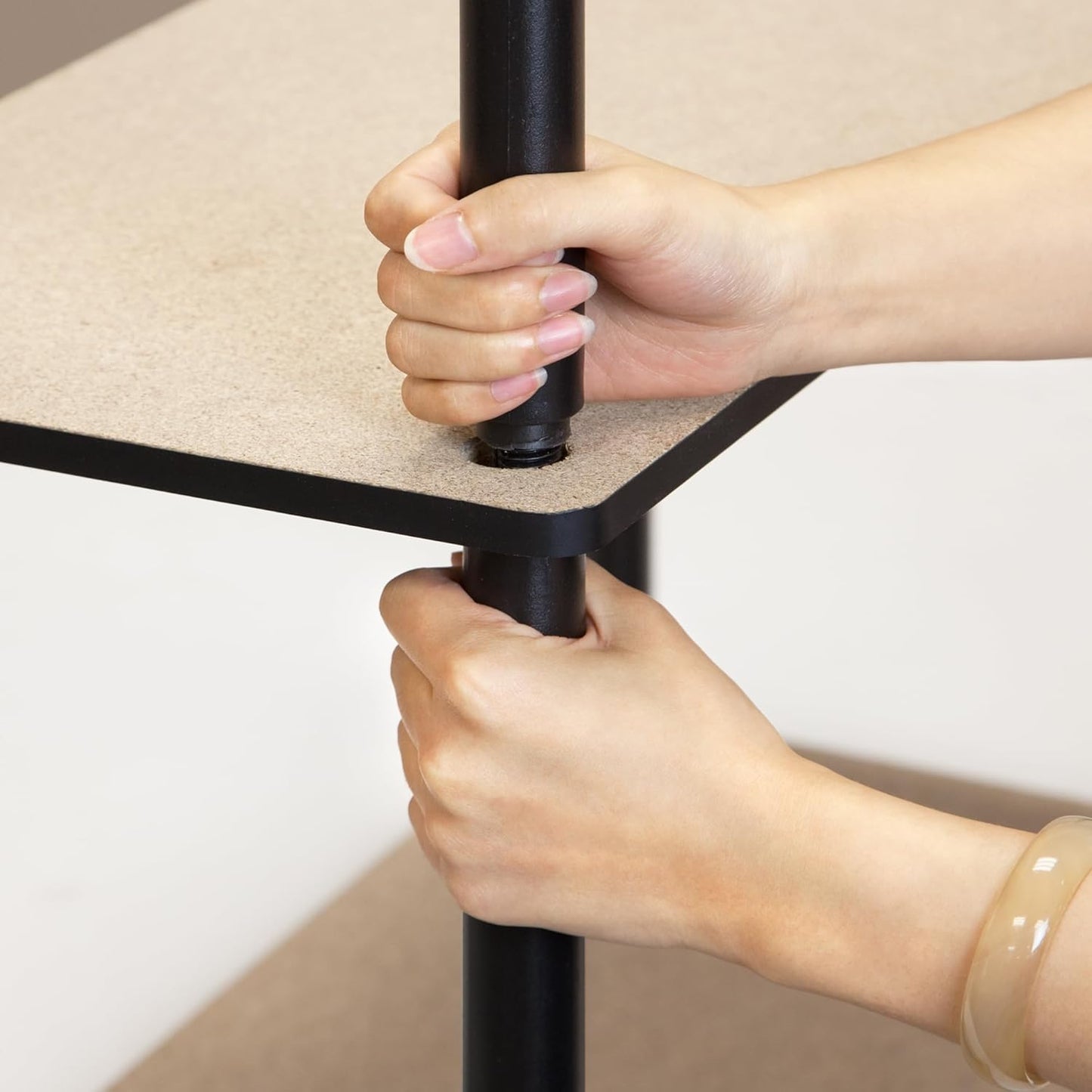 Furinno TURN-N-TUBE Storage Shelves, 3-Tier Book Shelf, Corner Shelf, Toolless Open Shelves, for Organization and Storage, Living Room, Garage, Home Office, Light Cherry