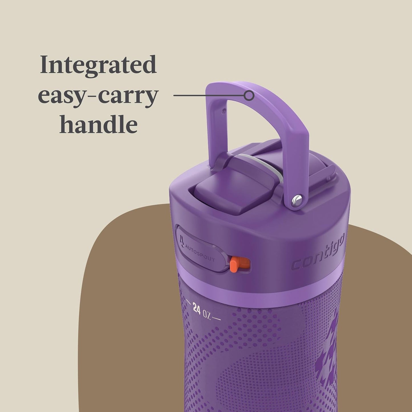 Contigo x Ally Love Ashland Chill 2.0, Stainless Steel, Spill Proof Water Bottle with AutoPop Easy Lean Lid, BPA Free, 24oz, Violet
