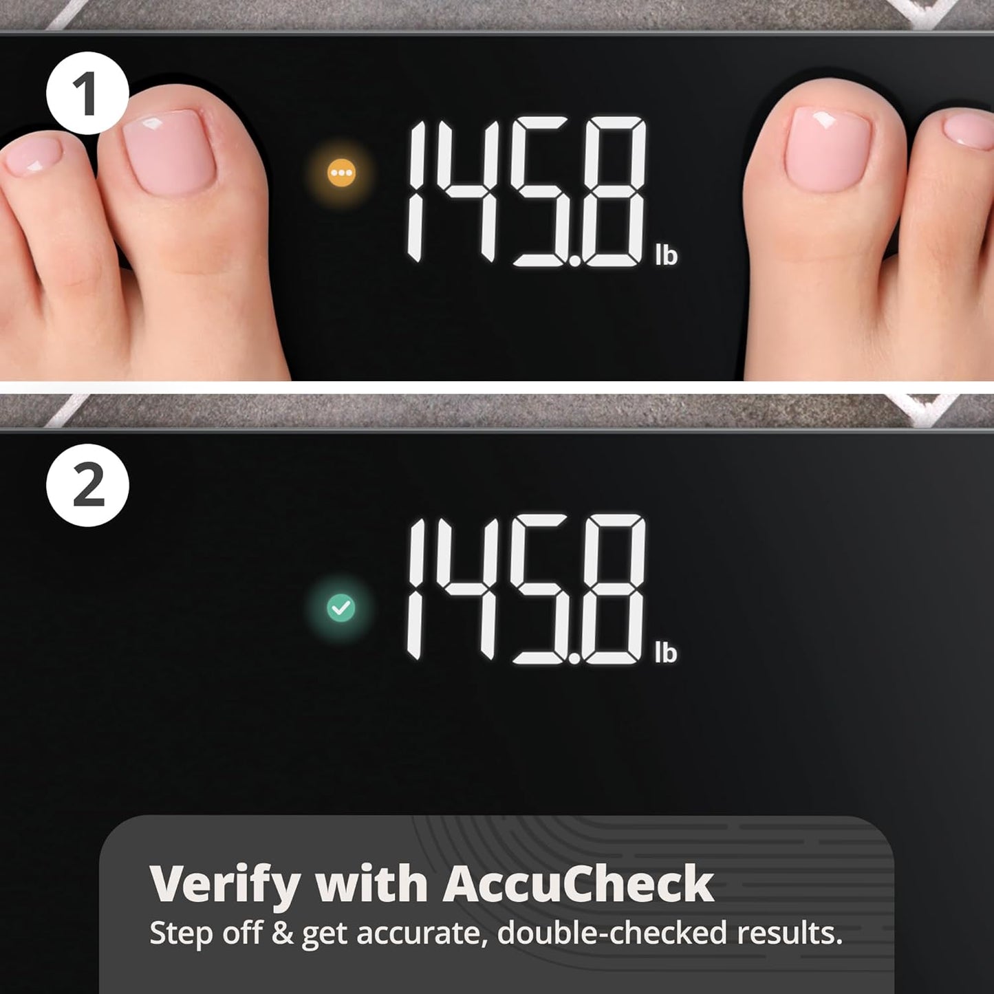 Greater Goods Digital AccuCheck Bathroom Scale for Body Weight, Capacity up to 400 lbs, Batteries Included, Black