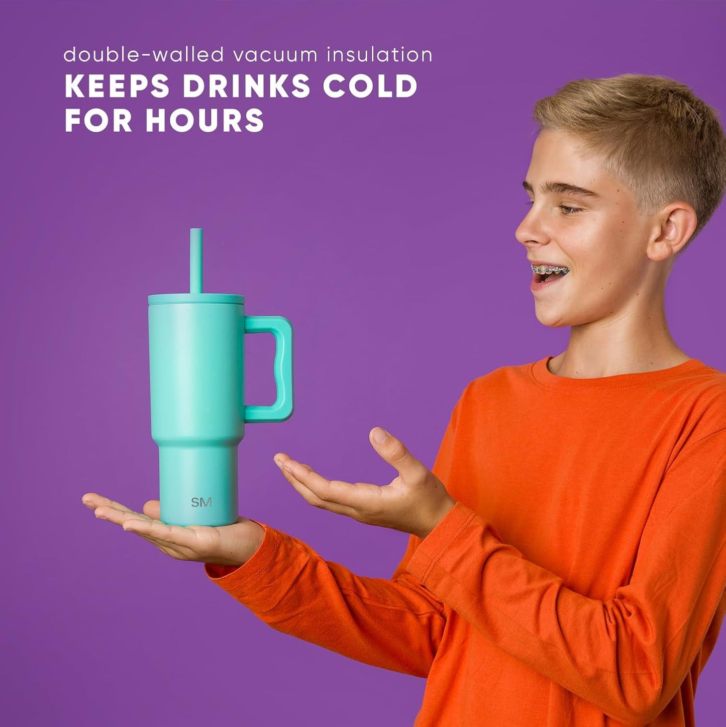 Simple Modern Kids 24 oz Tumbler with Handle and Silicone Straw Lid | Spill Proof and Leak Resistant | Reusable Stainless Steel Bottle | Gift for Kids Boys Girls | Trek Collection | Prism (Pack of 12)