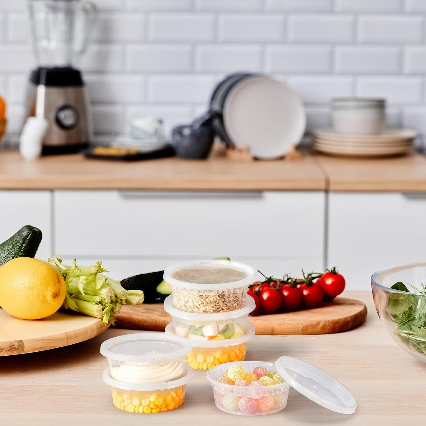 Glotoch Soup Containers With Lids, 48 Pack 8 oz(1 Cup) Deli Containers, To Go Container, Freezer Container For Food-Microwave, Freezer & Dishwasher Safe Eco-Friendly, BPA-Free, Reusable&Stackable