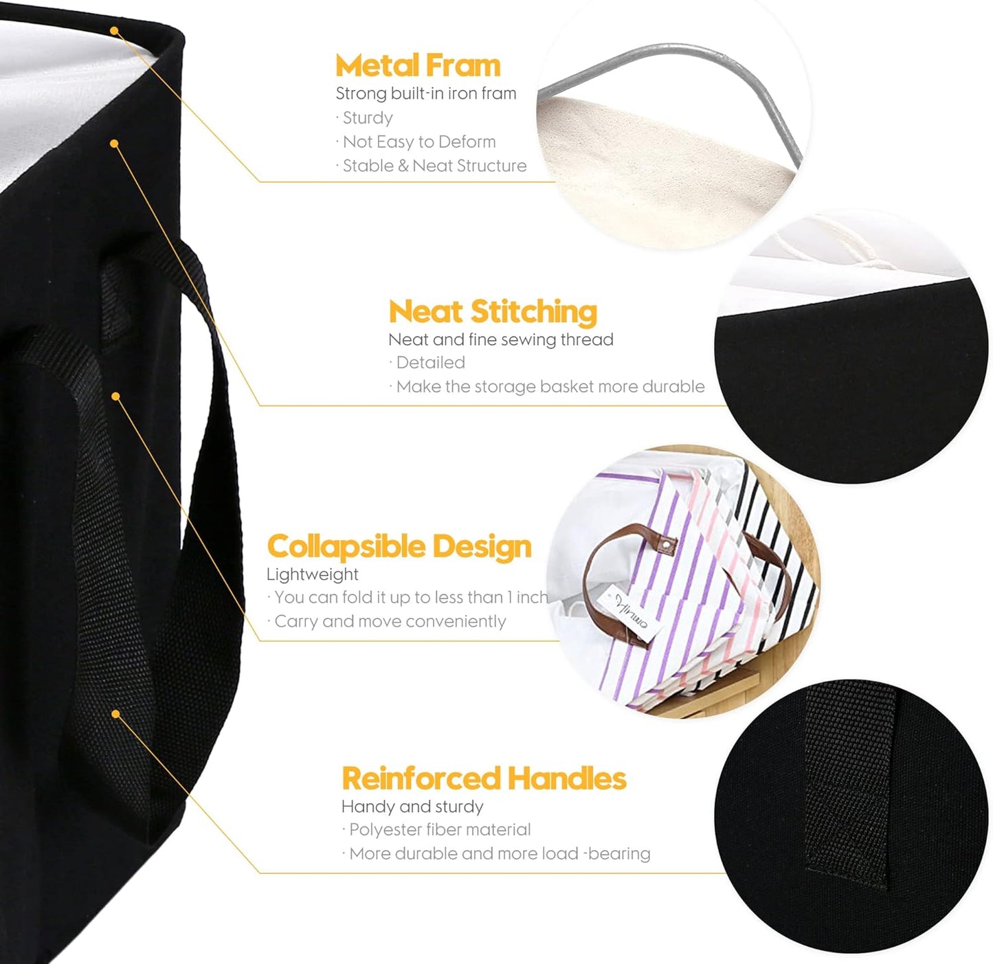 Hinwo 102L XXL Storage Bins, 2-Pack Closet Organizers and Storage, Foldable Clothes Storage Baskets with Handles, Containers for Clothing, Blanket, Comforters, Toys, Bedding (Black)