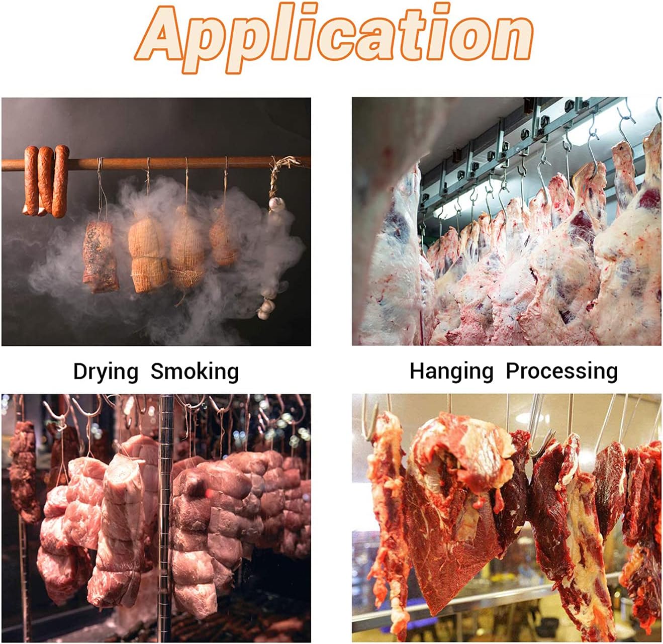 ARTOYS Meat Hooks(8 Inch 5mm), 304 Stainless Steel Heavy Duty Butcher Hook, Meat Hanger Hooks for Smoking,Grilling,Beef, Rib, Barbecue,BBQ (5-Pack MAX Load 150 Pound)