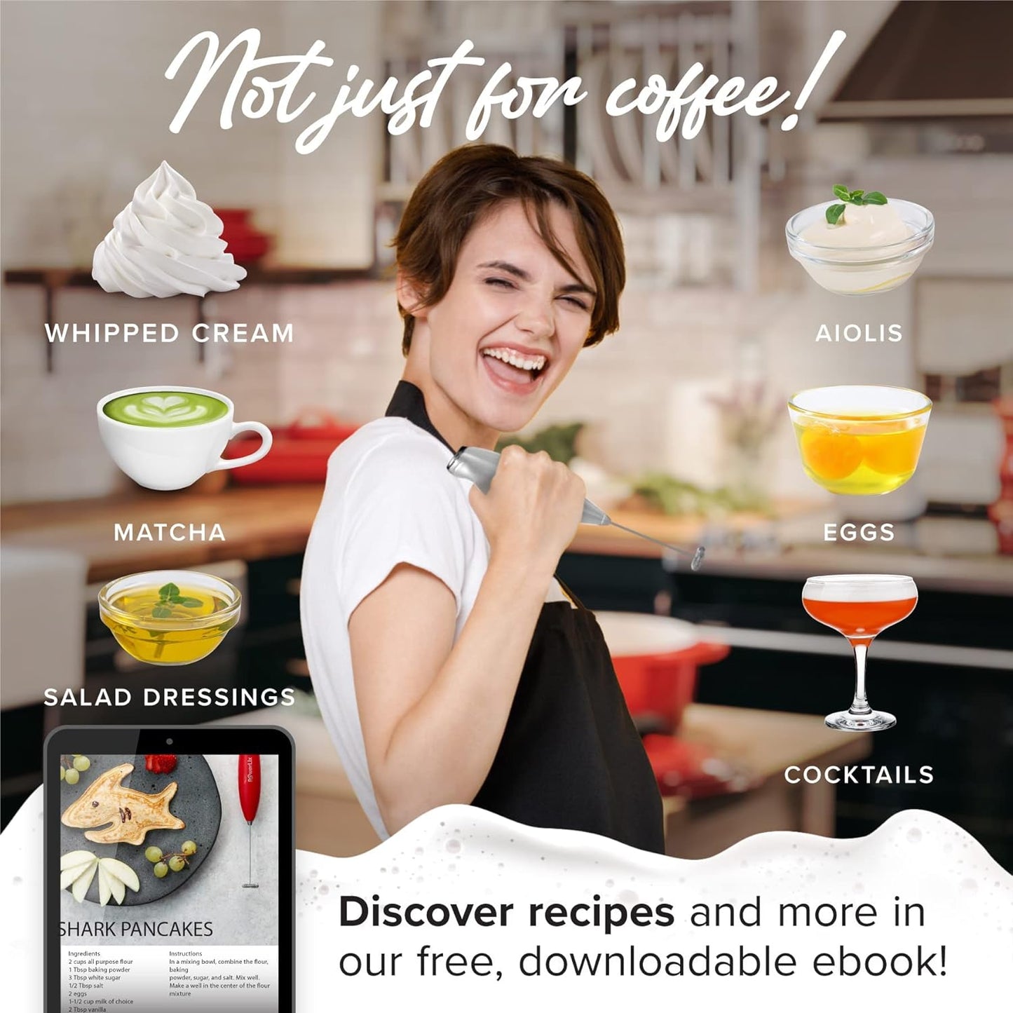 PowerLix Powerful Handheld Milk Frother With Stand Battery Operated Foam Maker Frother Wand For Coffee (A Black) (Silver)