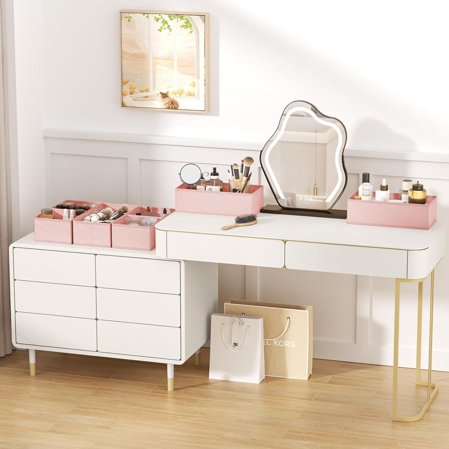 DIMJ Drawer Organizer Clothes, 20 Pack Dresser Organizer, Foldable Closet Organizers and Storage, Fabric Dresser Bins, Drawer Dividers for Nursery, Baby Clothes, Underwears, Sock (Pink)