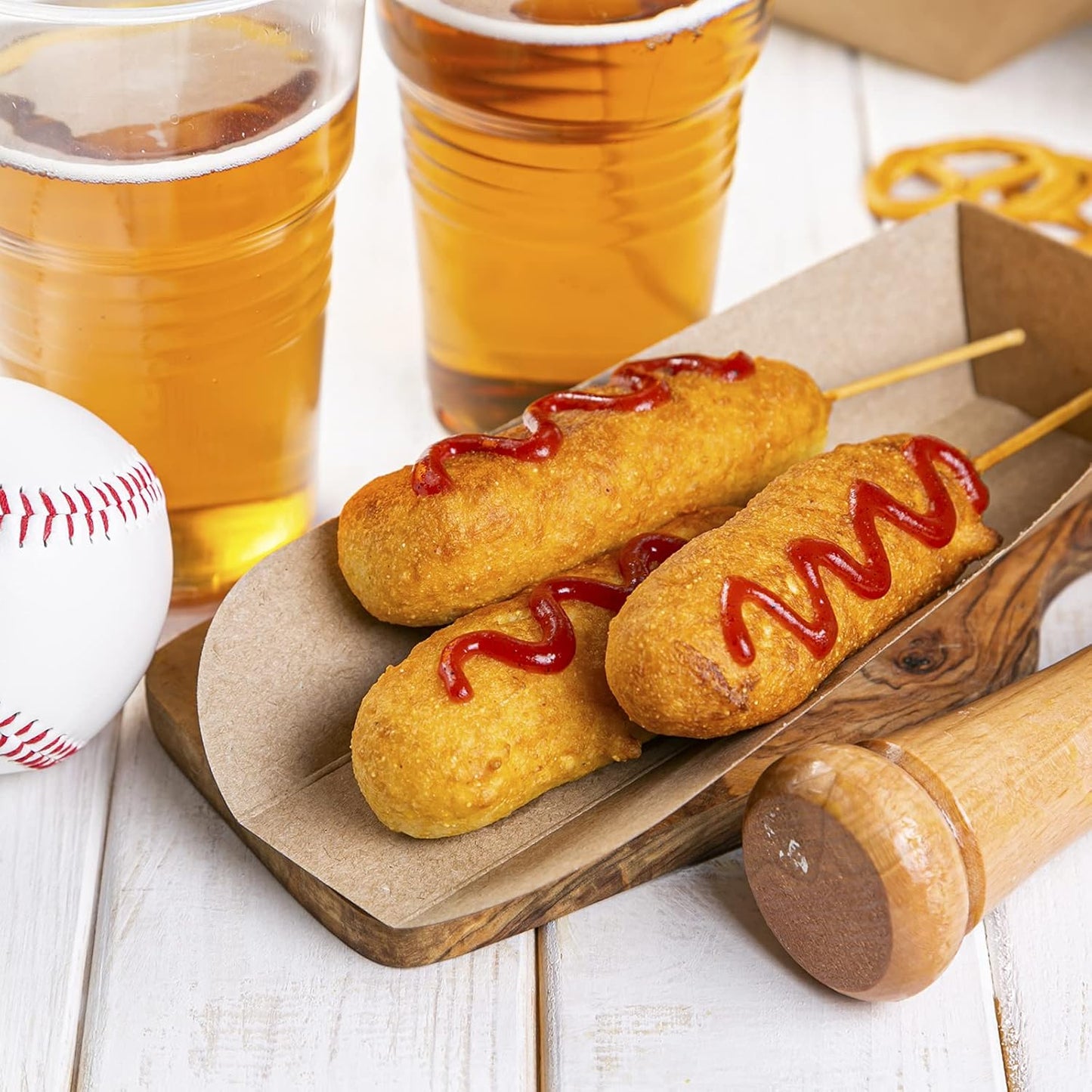 Minisland Premium 7 Inch Bamboo Skewers 5mm Thick Long Semi-point Caramel Candy Apple Corn Dog Sticks 100 Counts-MSL169